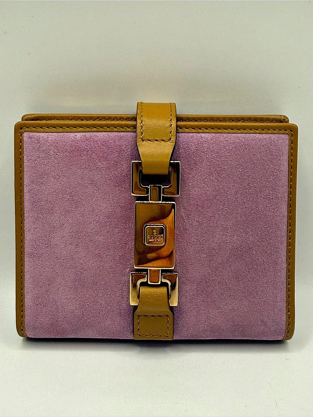 Gucci Jackie Suede Compact Bifold Wallet Pink & Brown